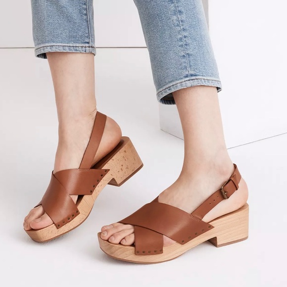 Madewell Shoes - NIB Madewell The Farrah Slingback Clog Vachetta Leather in English Saddle sz 7.5